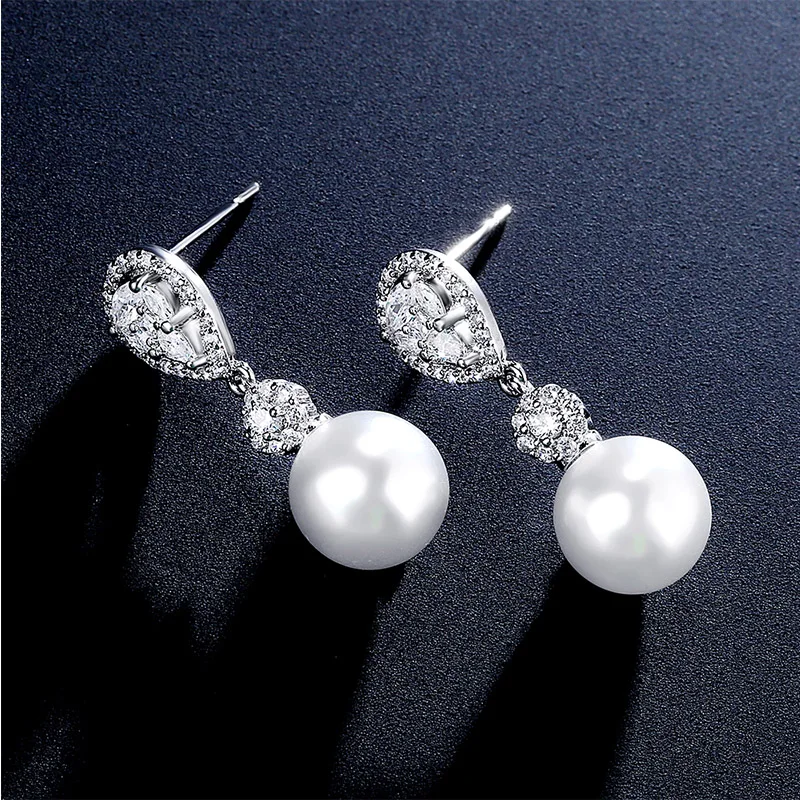 ZAKOL 2021 модные жемчужные Роскошные Длинные серьги ювелирные изделия для женщин AAA