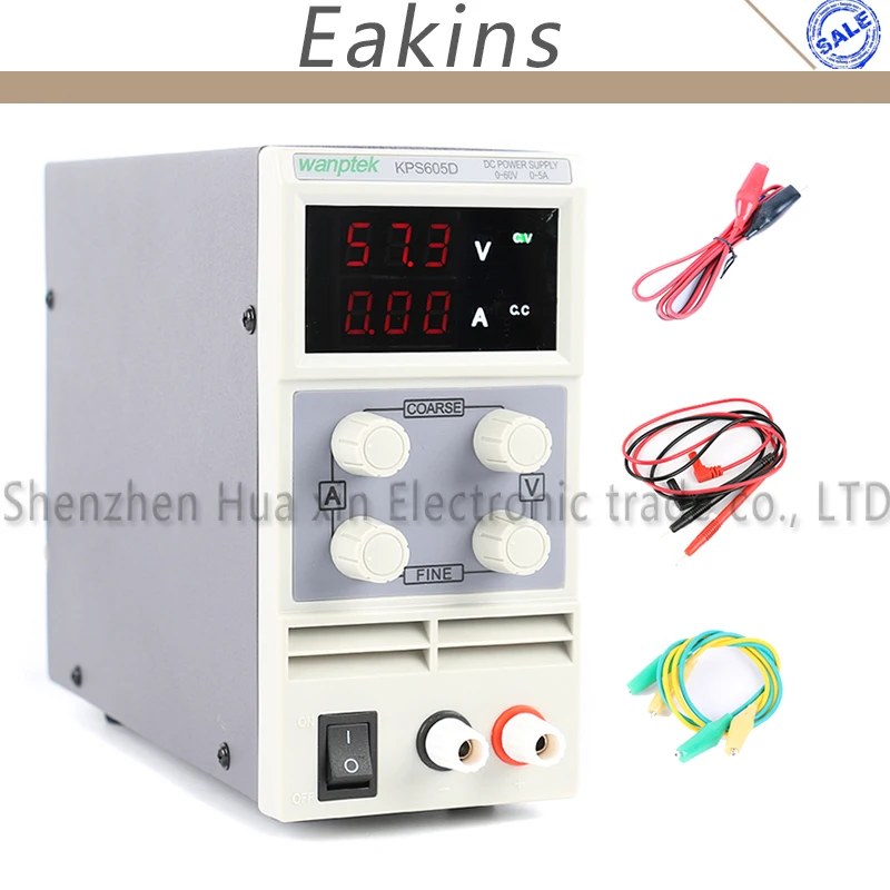 Регулируемый лабораторный мини-выключатель 605D 605DF со светодиодным дисплеем, функция защиты источника питания постоянного тока, 60 в, 30 В, 5 А, 110-230 В, 0,1 в, а, ЕС