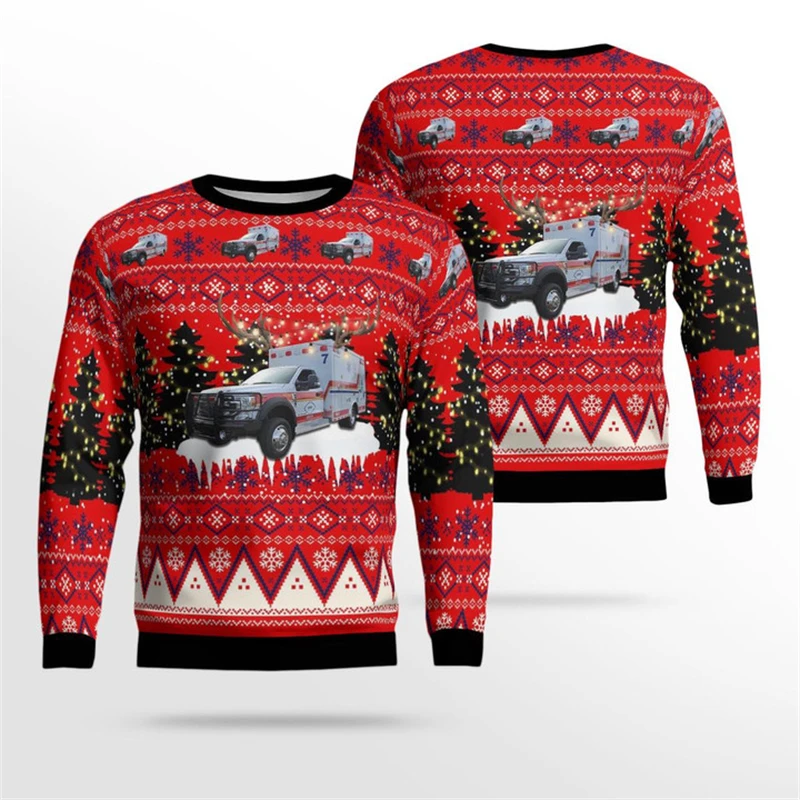 Men's Sweatshirt 3d Print Paramedic EMT Graphic Sweatshirts Ugly Christmas Sweater Fashion Tracksuit Loose Casual Pullover Tops