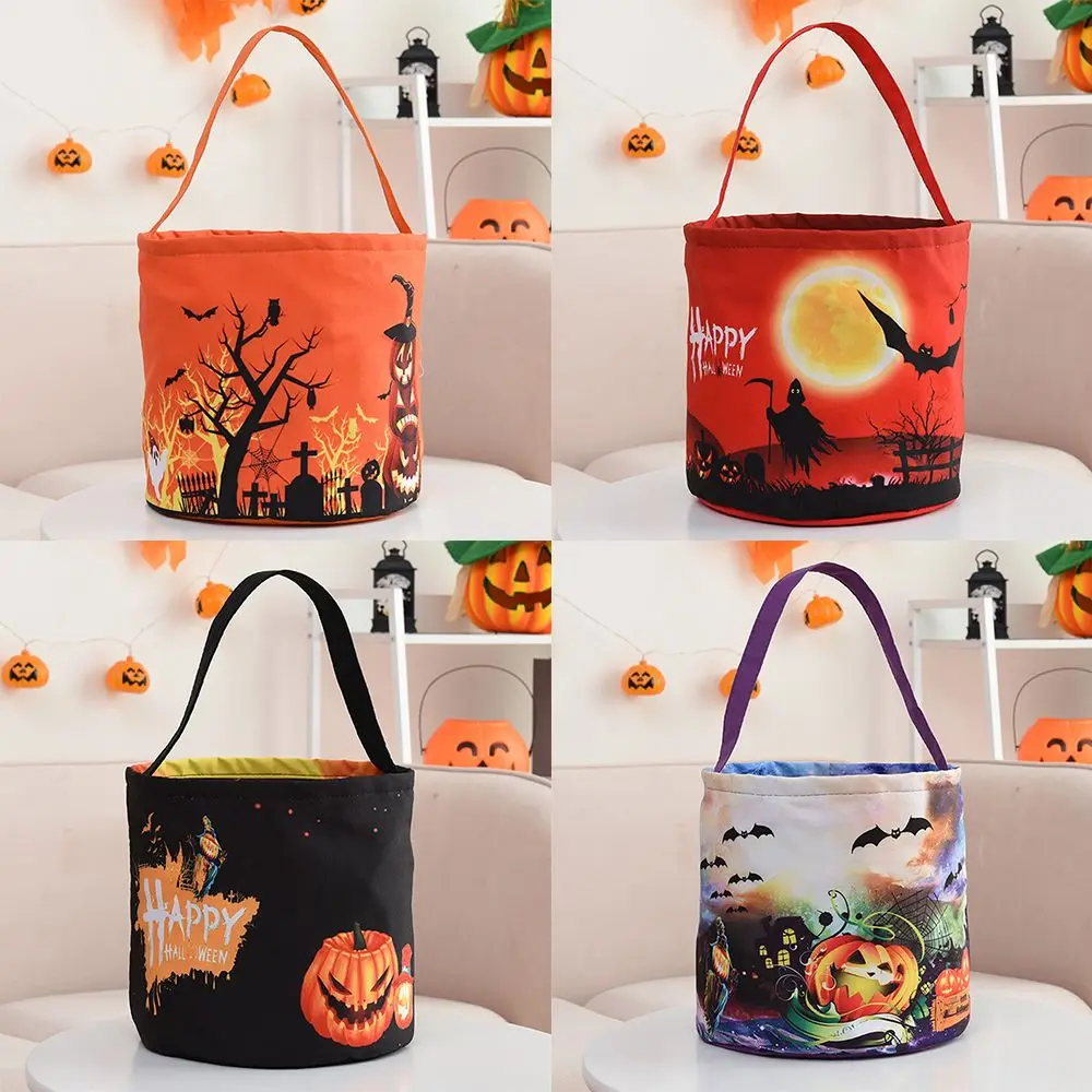 

Halloween Decoration Led Lights Glowing Pumpkin Bag Trick or Treat Children's Portable Candy Bag Ghost Festival Tote Bucket