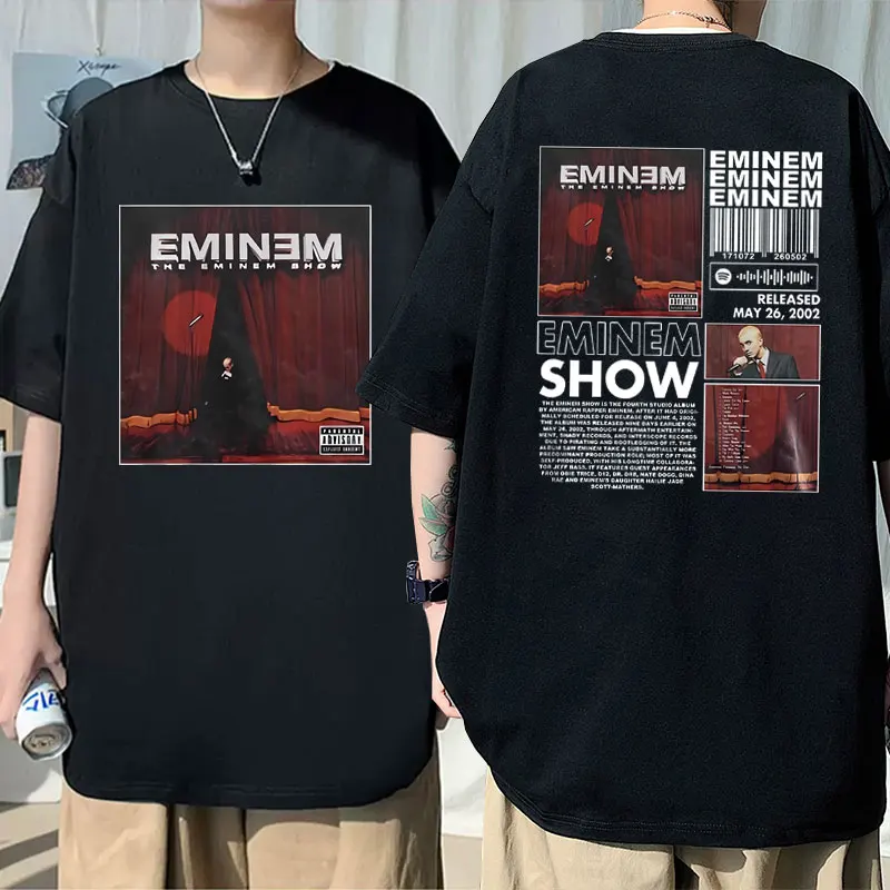 

Rapper Eminem The Eminem Show Album Double Sided Print T Shirt Men Hip Hop Oversized T-shirts Male Vintage Streetwear Man Tees