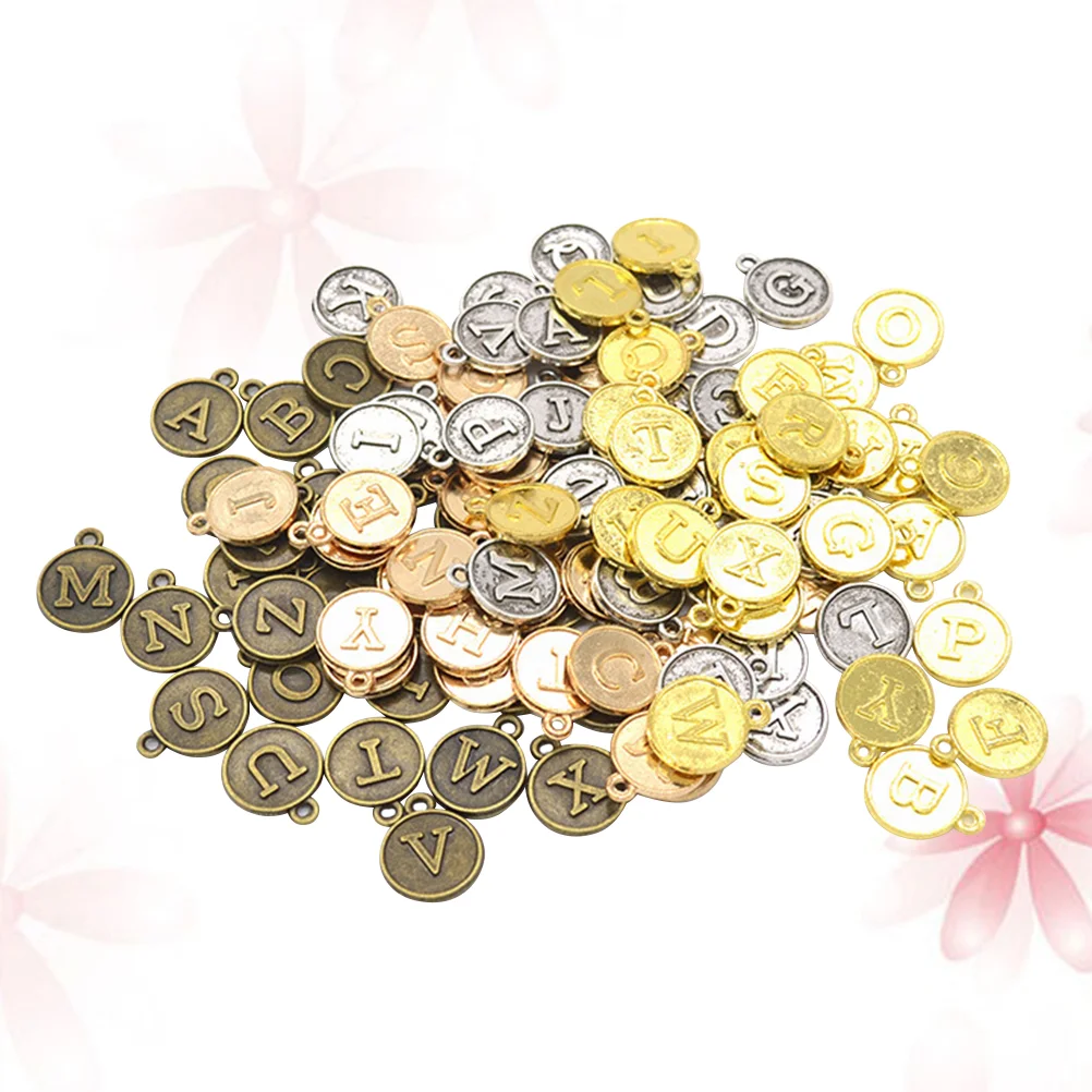 

104PCS Alphabet English Letters Charms Pendant Spacer Beads for DIY Jewelry Making Necklace Bracelet