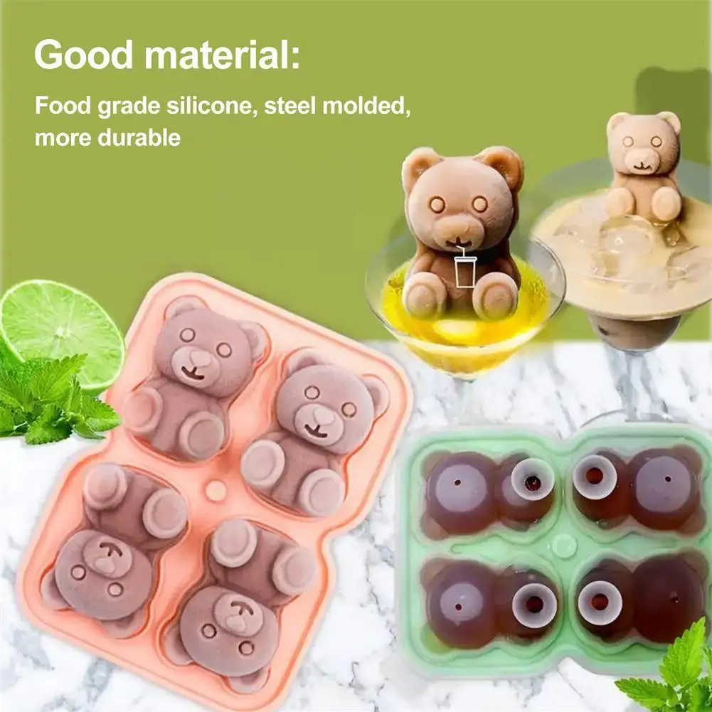 

Cute Bear Silicone Ice Mold Bar Whiskey Ice Cube Maker Kitchen Mould Ice Gadgets Spherical Freezer Quick Shape Cube Diy X2e9