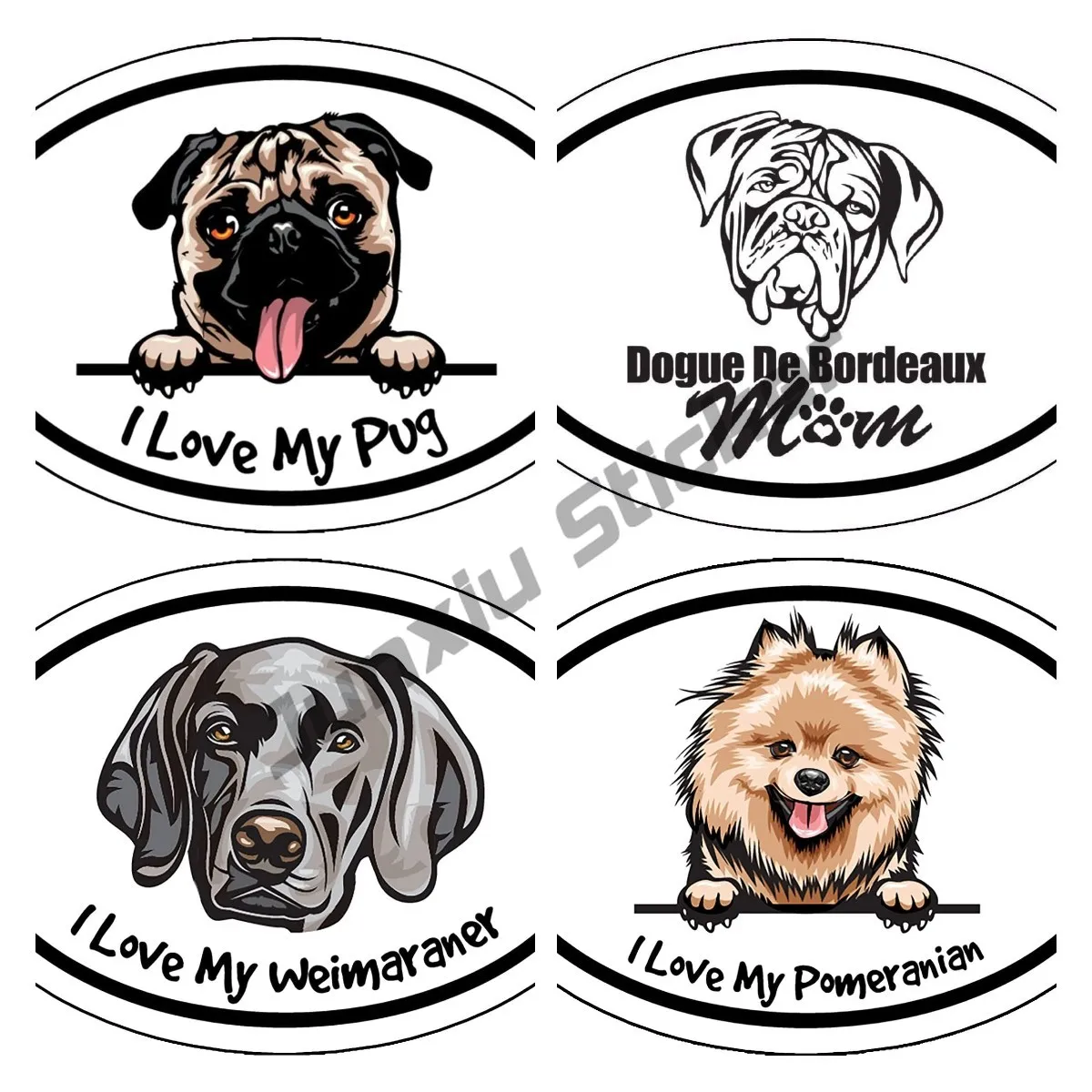 Индивидуальные овальные наклейки I Love My Rottweiler для разных пород собак