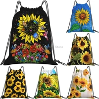 sunflower drawstring backpack waterproof adjustable lightweight gym drawstring bag sports dance sackpack