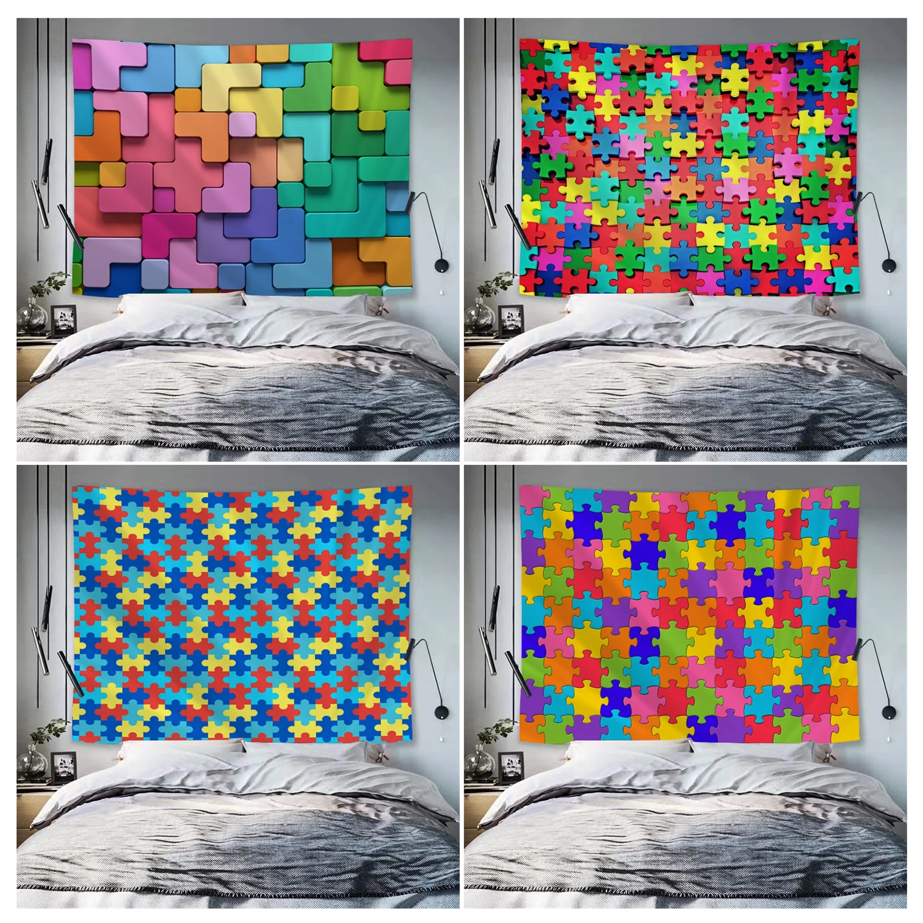 

Puzzle Wall Tapestry Bohemian Wall Tapestries Mandala Kawaii Room Decor