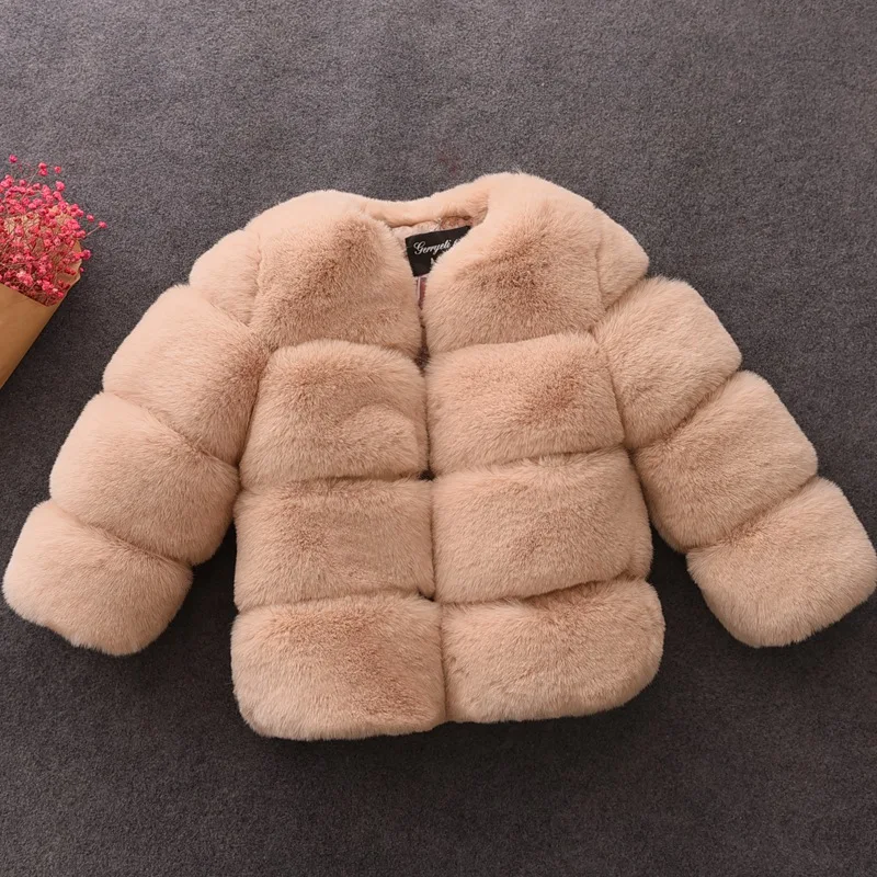

Шуба из искусственного меха для маленьких девочек, зимняя детская Рождественская куртка с длинным рукавом для девочек, теплая детская зимн...
