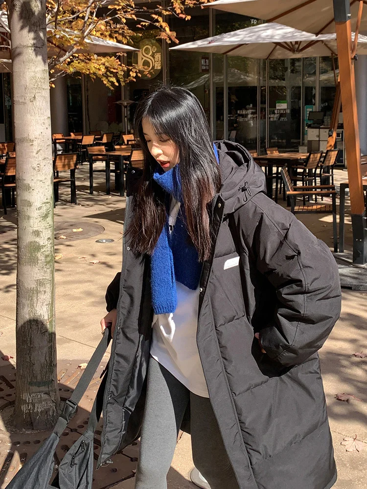 Down Cotton Jacket Female Long Coat Autumn Winter Women's 2022 New Hooded Loose Winter Cotton Padded Jacket Parkas