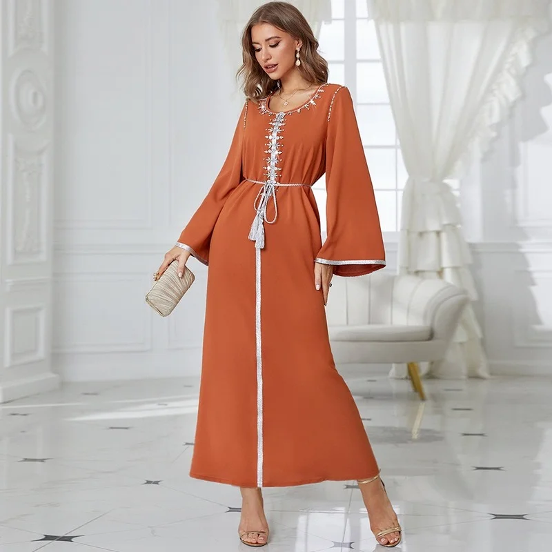 

Eid Abaya Dubai Kaftan Rhinestone Caftan Marocain Muslim Arabic Dress Turkey Abayas for Women 2022 Islam Clothing Djellaba Femme