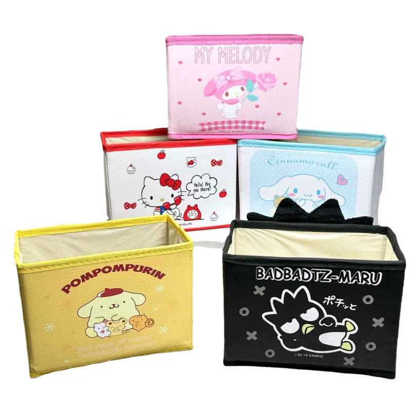 

Cute Cinnamoroll Hello Kitty Kuromi PomPomPurin Desktop Storage Box Foldable Stationery Storage Box Basket Living Room Tea Table