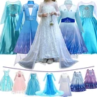 Детский костюм принцессы Снежная королева 2, платье Эльзы для косплея, новый Рождественский белый костюм с блестками для вечеринки, маскировка, одежда для дня рождения для девочек