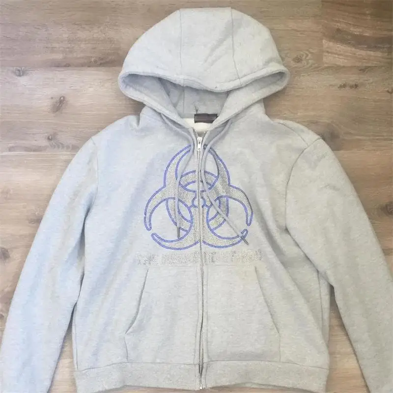

rhinestones biochemical Web Hoodie Women Sweatshirt Hoodie Jacket Trend Zip Autumn Casual Jacket Women Tops y2k man clothes emo