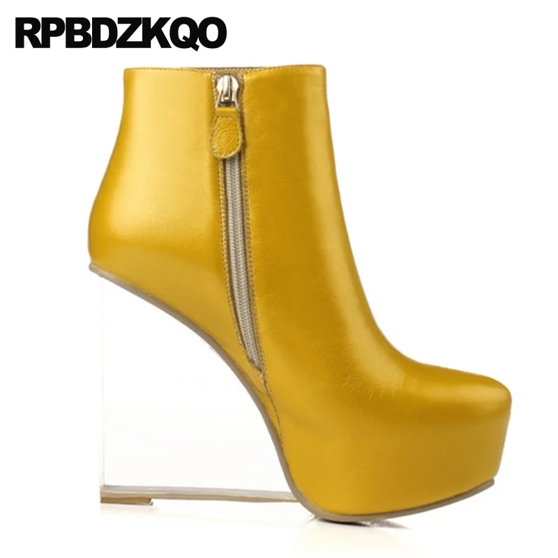 Ботинки женские на платформе пикантные брендовые туфли очень высокой танкетке