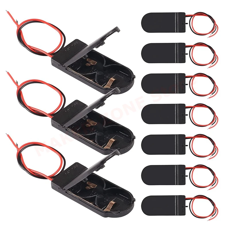 

10 шт. 2x3 в CR2032 кнопочный держатель батарейного отсека с выводами вкл. Выкл. Черный