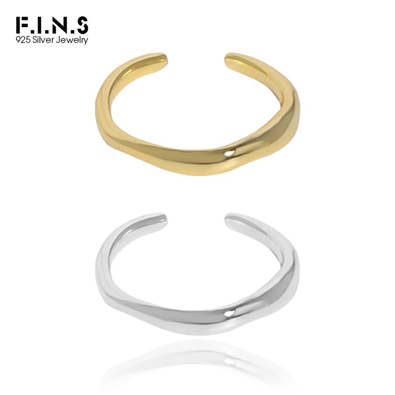 

F.I.N.S Korean INS Design Geometric Irregular S925 Sterling Silver Ring Glossy Line Finger Rings Stacked Fine Mid Finger Jewelry