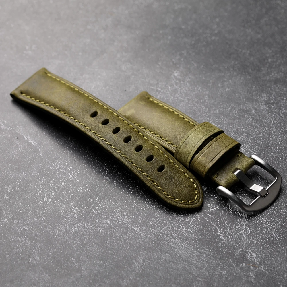 Ремешок Для Часов Ручной Работы Ширина 24 Мм Длина 22 Дюйма Натуральная Винтажная