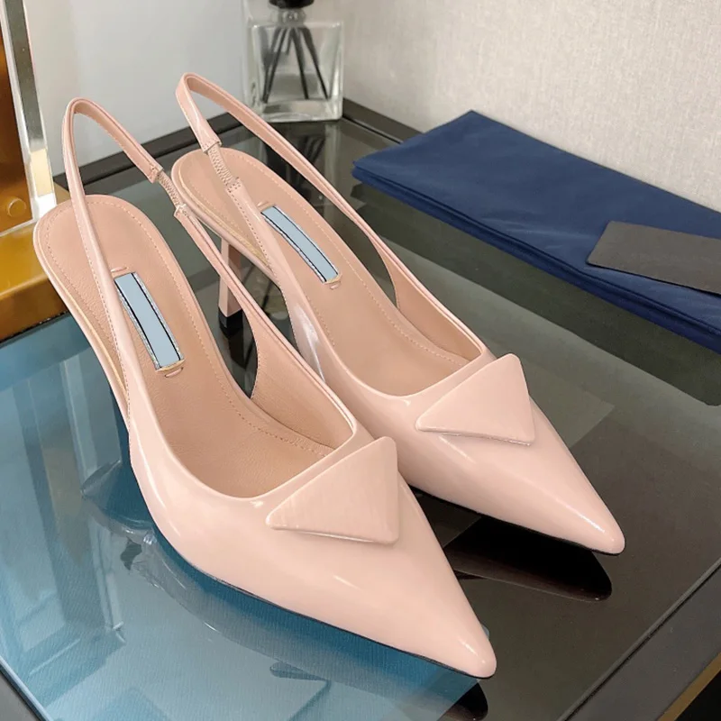 Summer New Metal Decoration Pointed Stiletto Shoes / Back Empty Sandals Women's High Heels Women's Sandals