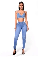 2021 womens new rubber band waist tight jeans high waist trousers jeans y2k casual blue pencil pants high waist jeans indie