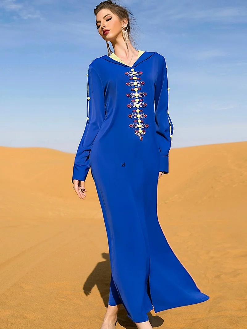 Handwork Diamonds Moroccan Caftan Saudi Arabia Turkey Islam Muslim Arabic Dubai Evening Dresses Pakistan Ramadan Eid Party Abaya