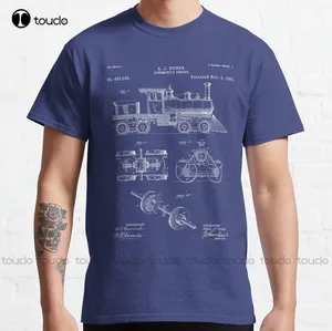 Train Locomotive Patent - Steam Train Art - Blueprint Classic T-Shirt Womens Summer Shirts Xs-5Xl Unisex Streetwear Gd Hip Hop