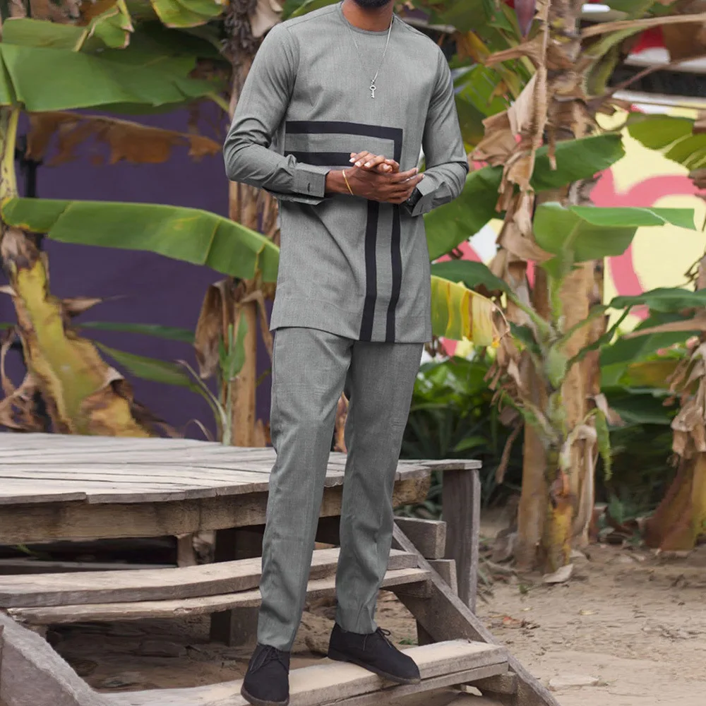 Ramadan Eid Muslim Fashion Men Two Piece Sets Kaftan Middle East Arabia Dubai Abaya Islamic Clothing Male De Moda Musulmana 2022