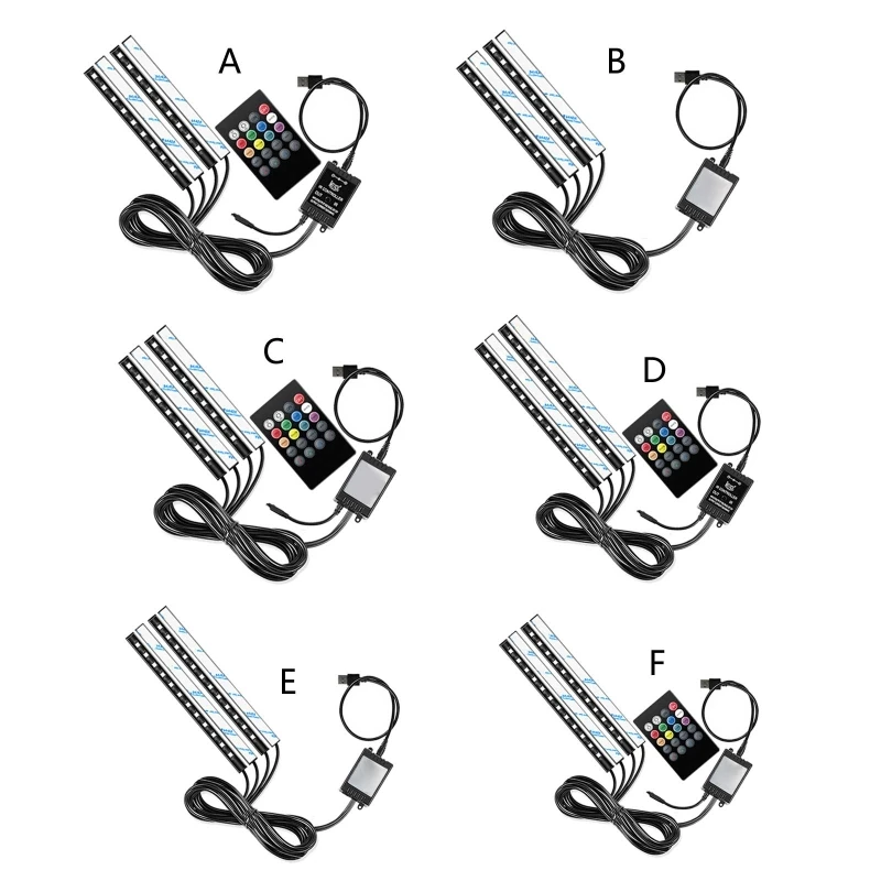 

Разноцветные Автомобильные светодиодные лампы Y9RC для создания атмосферы в салоне, напольные огни, Звездные огни, прикуриватель, адаптер, де...