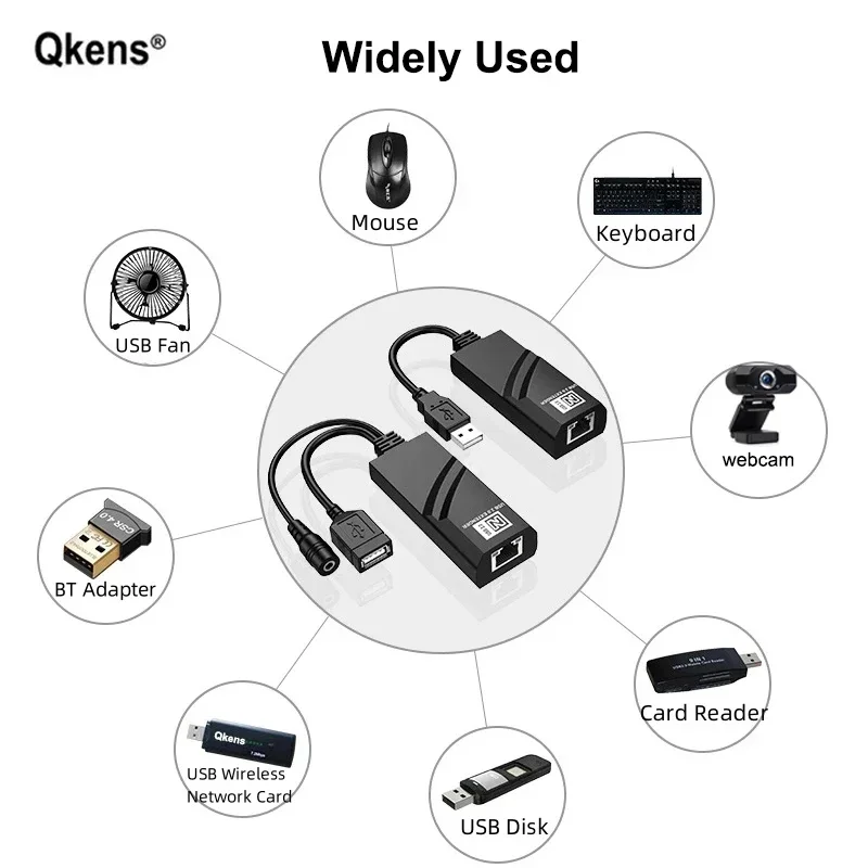 USB 2.0 удлинитель до 100 м через кабель Ethernet Cat5eCat6, адаптер USB-RJ45 для камеры, мыши, клавиатуры, принтера, USB-флешки (art.: 3920d9ce955d1) - 3920d9ce955d1