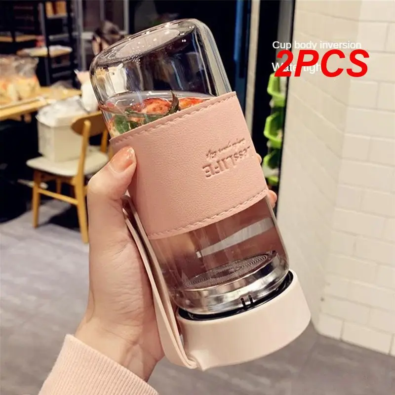 

2PCS Drinking Bottle Fashionable Durable Glass Keep Drinks Hot Or Cold Easy To Carry Convenient Tea Maker Healthy Lifestyle