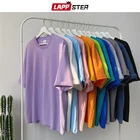 Футболка LAPPSTER Мужская однотонная базовая, модная тенниска в стиле Харадзюку, модная майка в винтажном стиле, большие размеры, 20 цветов, 2022