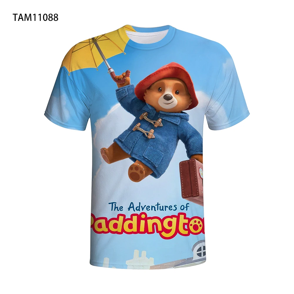 

Новинка, 3D футболка с цифровой печатью из мультфильма аниме Паддингтон, летняя модная футболка для мужчин и женщин, Детская футболка в стиле...