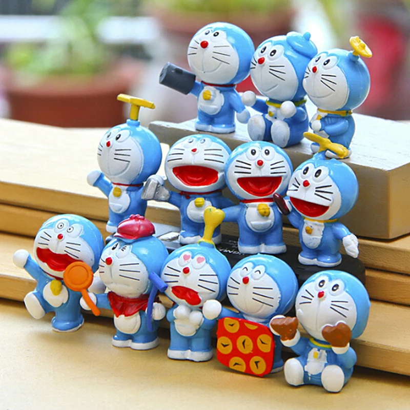 12 шт. Аниме Doraemon Kawaii экшн-фигурка синий толстый Дораэмон Nobita Коллекционная модель