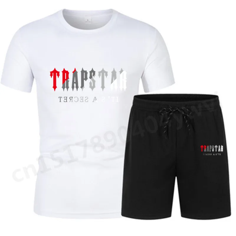 2022 TRAPSTAR Printed two piece Men's brand  short sleeve T-shirt + shorts casual sports casual set
