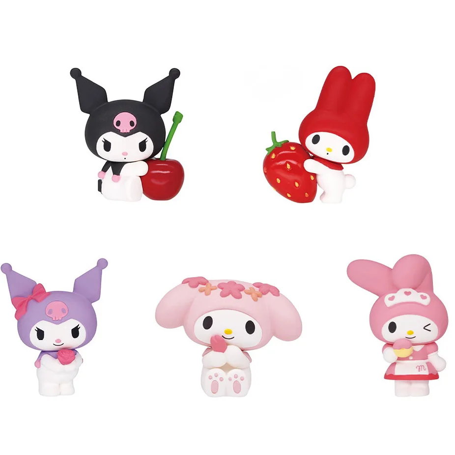

Sanrio Figures Fruit Version Kuromi Melody Anime Figure Kawaii Pvc Toy Model Hand Made Anime Dolls Toys Gifts for Kid