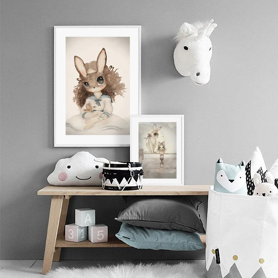 Картина на холсте с изображением кролика оленя