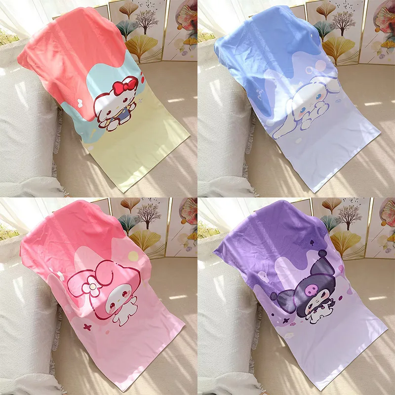

Kawaii аниме Sanrios банное полотенце с мультяшным принтом мягкое быстросохнущее абсорбирующее пляжное полотенце милой мультяшный Mymelody Kuromi Cinnamoroll полотенце