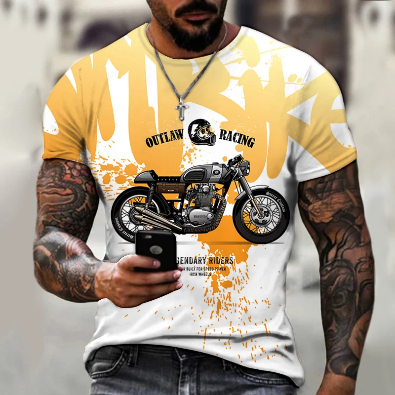 

Retro Motorcycle Men's T Shirts 3D Print Hip Hop Tops Cool Fashion Tee For Men Breathable Harajuku Clothing