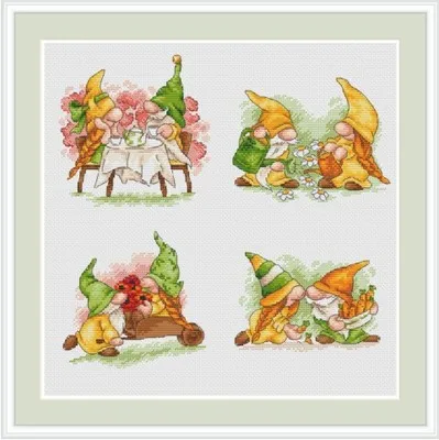 

Garden Dwarves 39-36 DIY Needlework Embroidery Cross Stitch Kits Craft Cotton Canvas