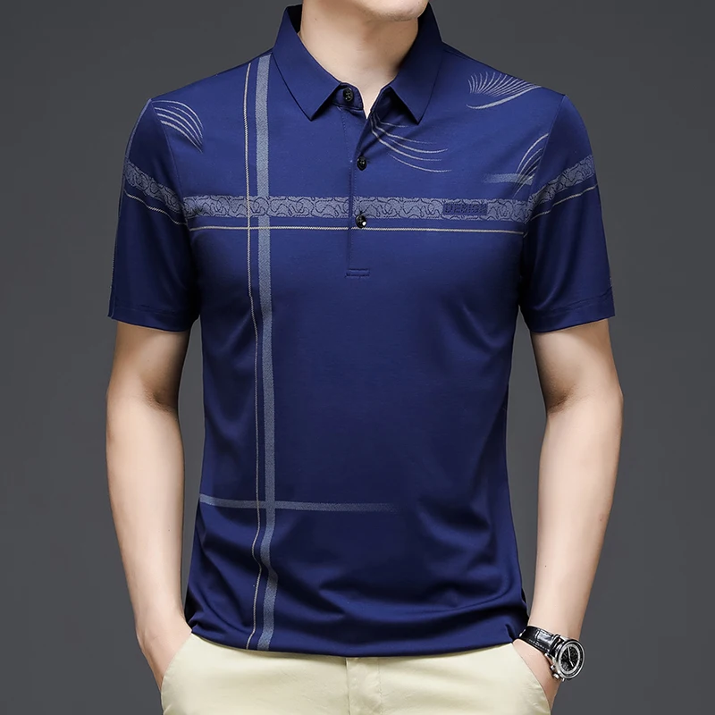 

2022 New Brand Summer Bussiness Casual Polo-Shirt Fashion Slim Fit Men Short Sleeve Polos Shirt Korean Style Trend Clothing Tops