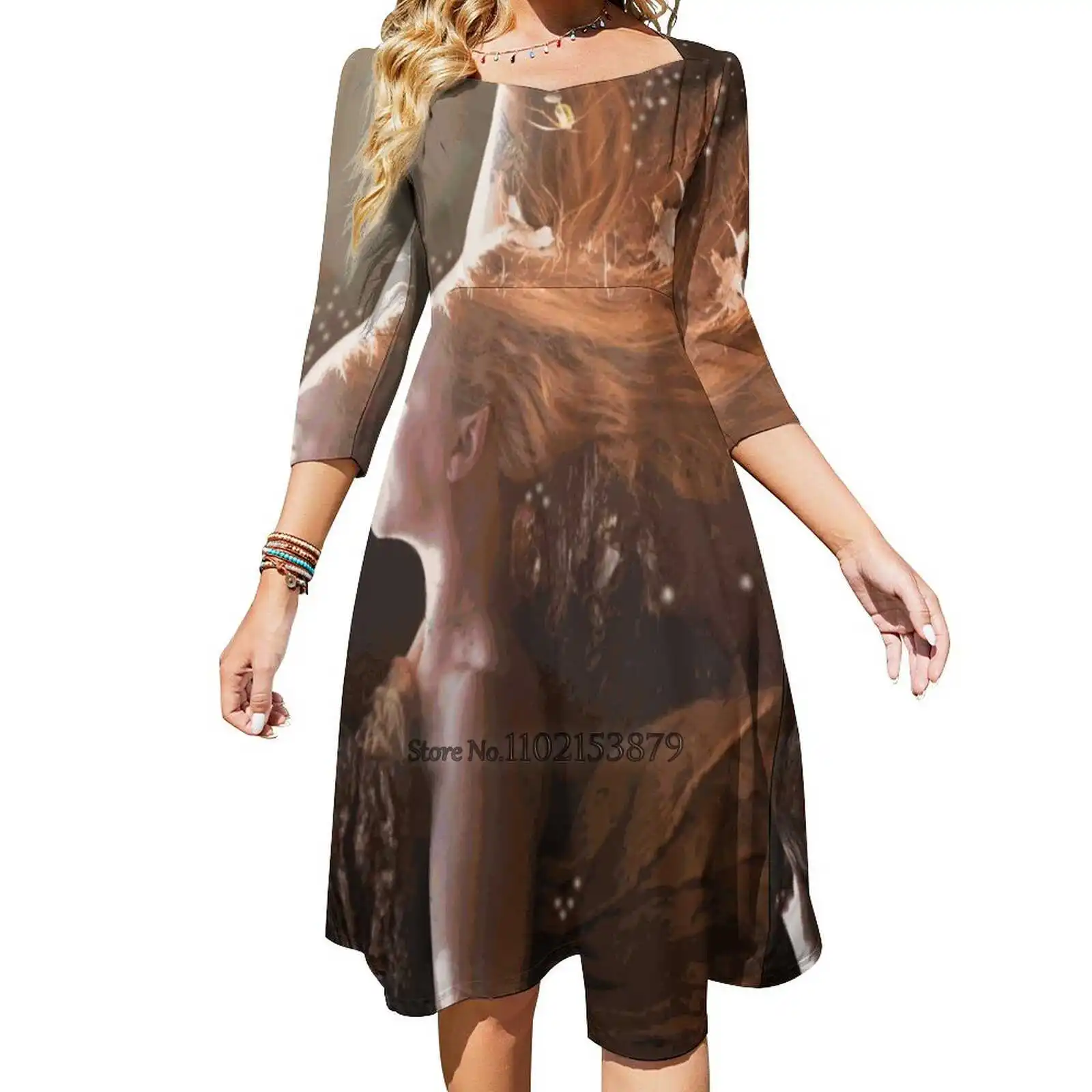 

Женское платье с открытой спиной, завязками и квадратным вырезом, 6Xl