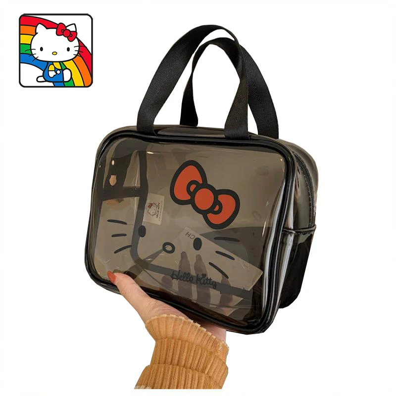 

Оригинальная прозрачная сумка Sanrio Hello Kitty Kawaii Милая популярная сумка Ins Мягкая Новинка 2022 Летняя Повседневная модная женская сумка
