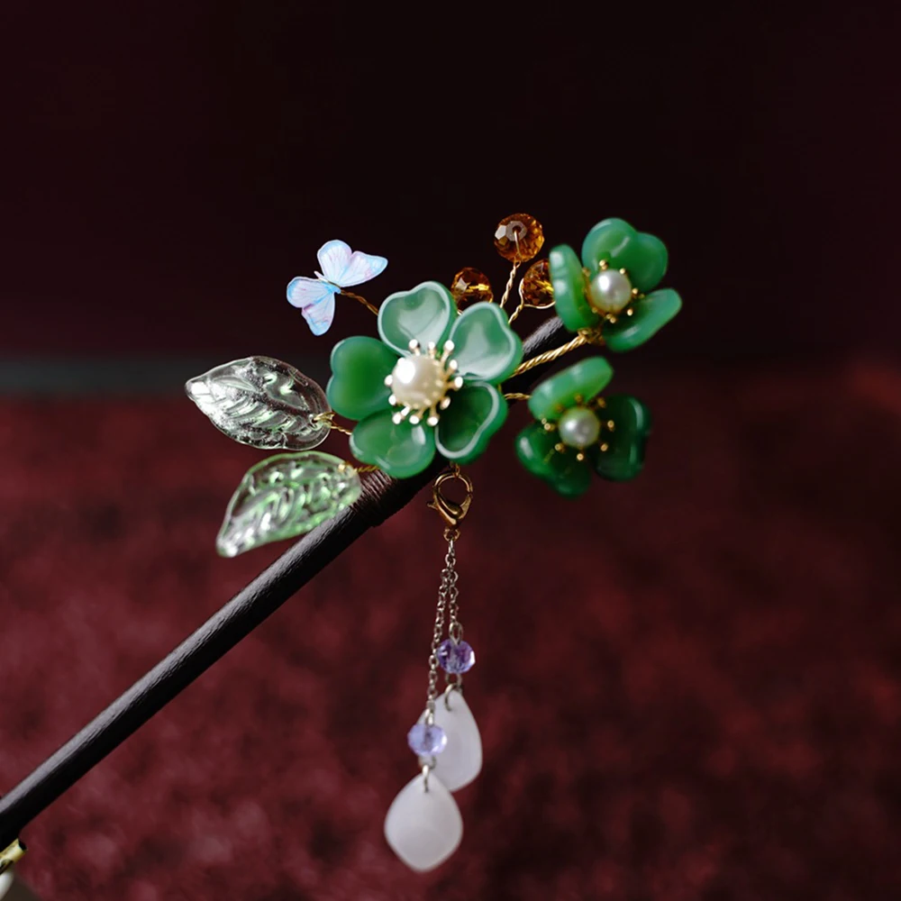 

Wooden Hair Sticks Vintage Feminine Headdress Retro Handmade Flowers Hairpins Hair Clip Women Hair Jewelry Accessories ML