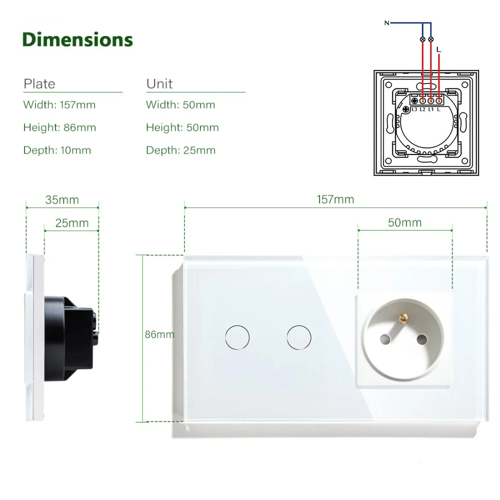 Французская настенная розетка выключатель света на 1/2/3 клавиши с 1 направленной