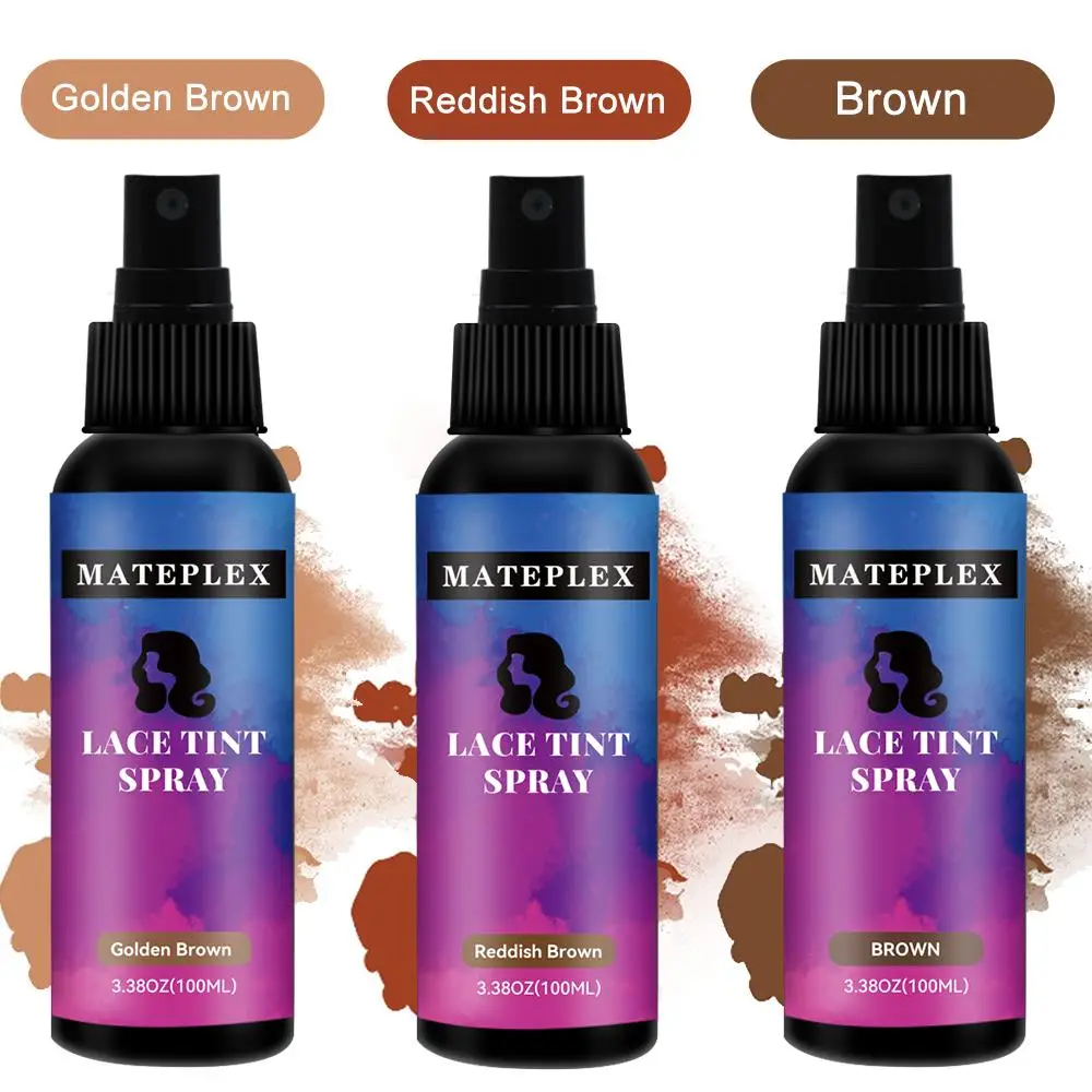 Mateplex Lace Tint Spray Dark Brown Wig Lace Tint Match Your Skin Tone For Closures,Wigs And Frontal 100ml 3 Colors