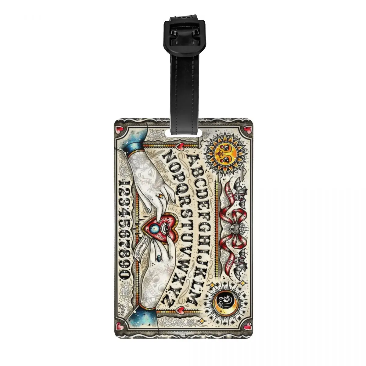 

Custom Ouija Board Luggage Tag With Name Card Halloween Witch Occult Witchcraft Privacy Cover ID Label for Travel Bag Suitcase