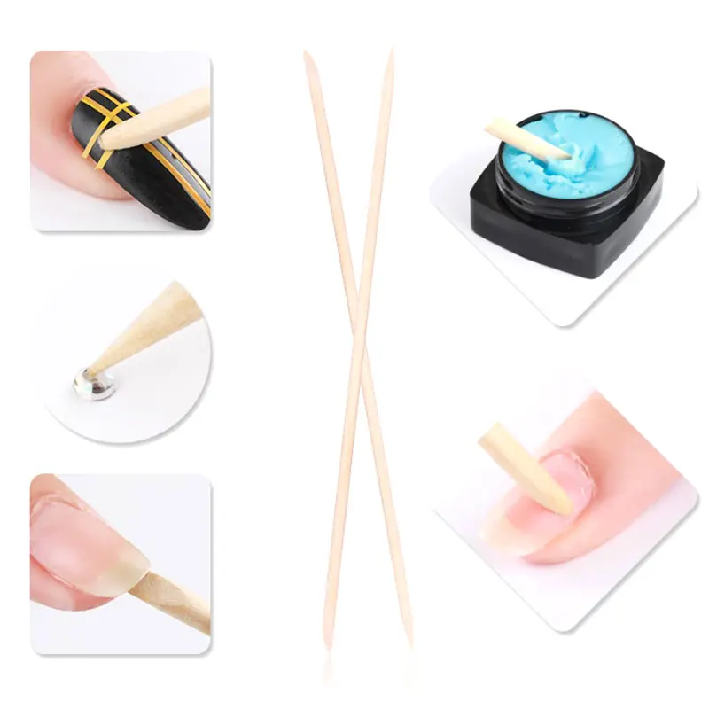 

Двойной наконечник, точечная ручка, деревянные палочки, палочка для дизайна ногтей, толкатель для кутикулы для удаления кутикулы, точечная дрель, ручка, инструмент для ногтей, 100 шт.