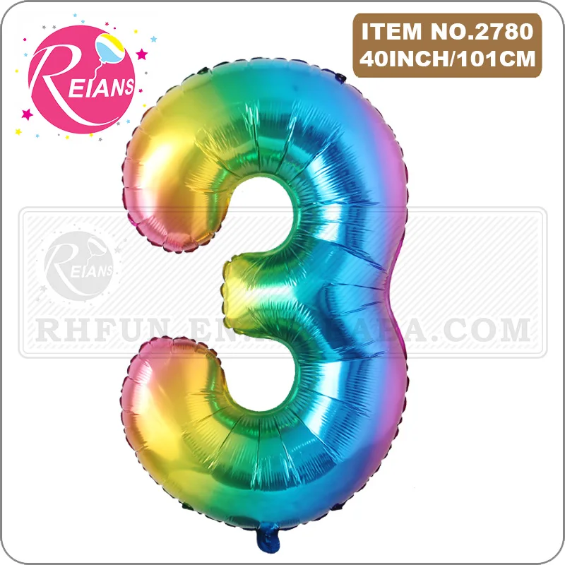 40-дюймовый новый Радужный воздушный шар из алюминиевой фольги с номером днем