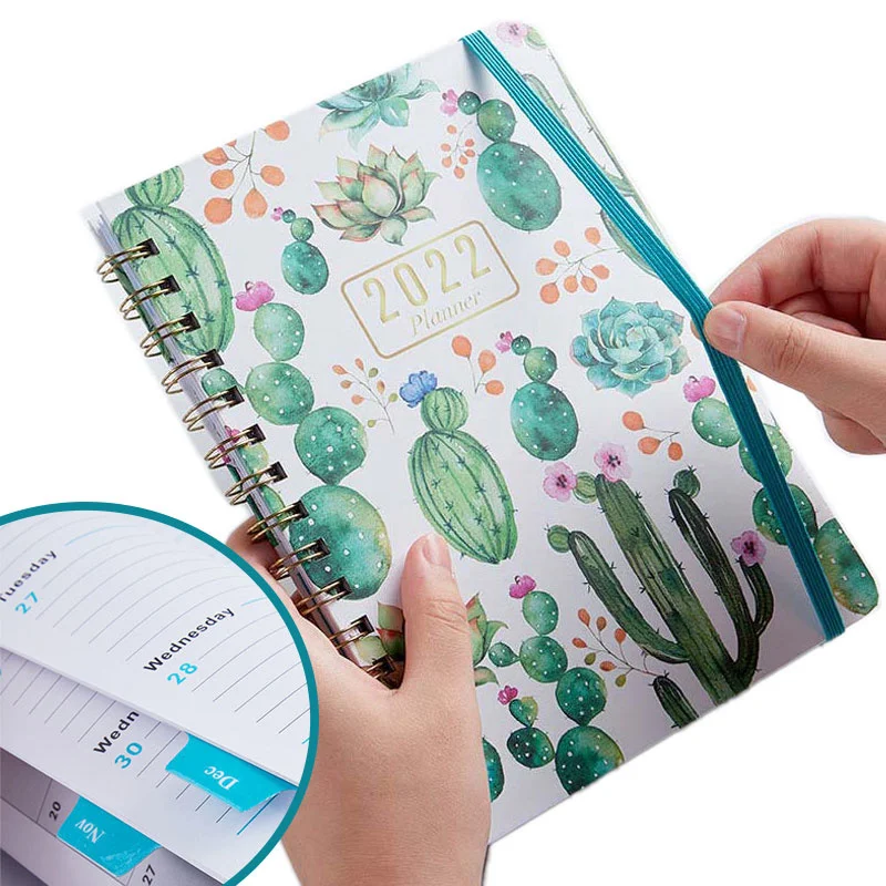 

2022 Agenda Planner English Version A5 Diary Notebook Hardcover School Daily Weekly Schedules Stationery