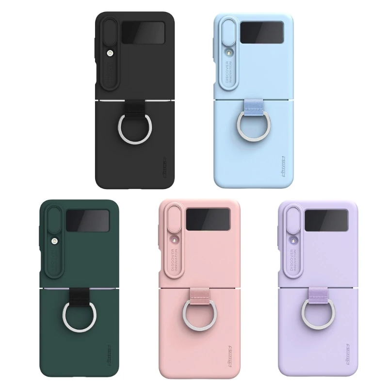

51BE Luxury Korean Frosted with Ring Phone For Z Flip4 Back Cover