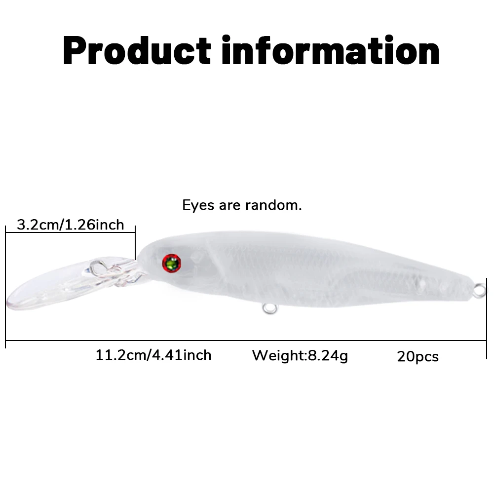FREE FISHER 20 шт./набор твердая приманка для рыбалки DIY 11 2 см 8 г неокрашенные приманки