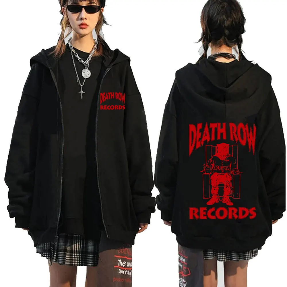 Death Row Records Zipper Hoodie Rapper Tupac 2pac Hip Hop Cardigan Sweatshirt Streetwear Men's Women Zip Up Hoodie Men Jackets